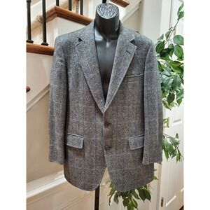 Barrister Men's Gray 100% Wool Single Breasted Long Sleeve Long Fitted Blazer